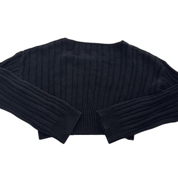 Urban Outfitters Sweater Womens Small Black Ribbed Cropped Long Sleeve Pullover - Picture 2 of 7